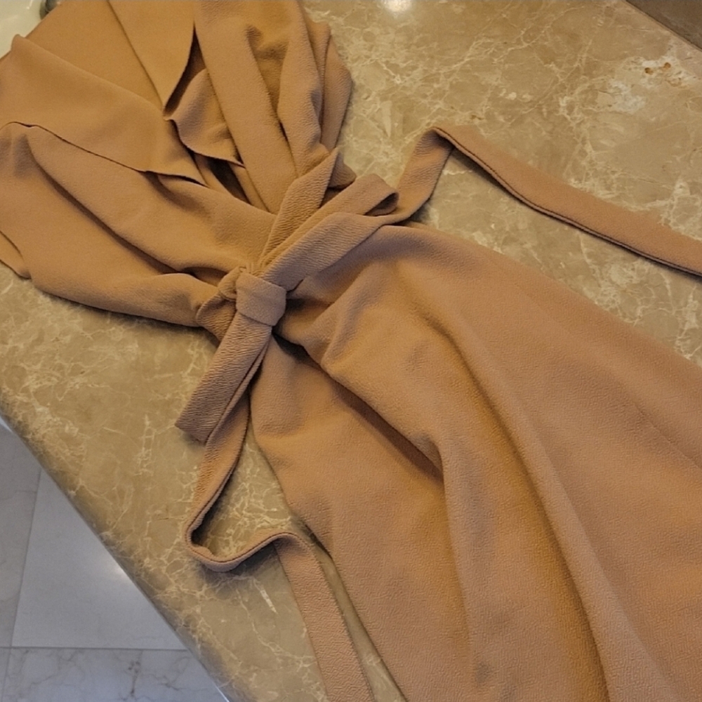 SHEIN Tan Sleeveless Wrap Dress, Sz 4